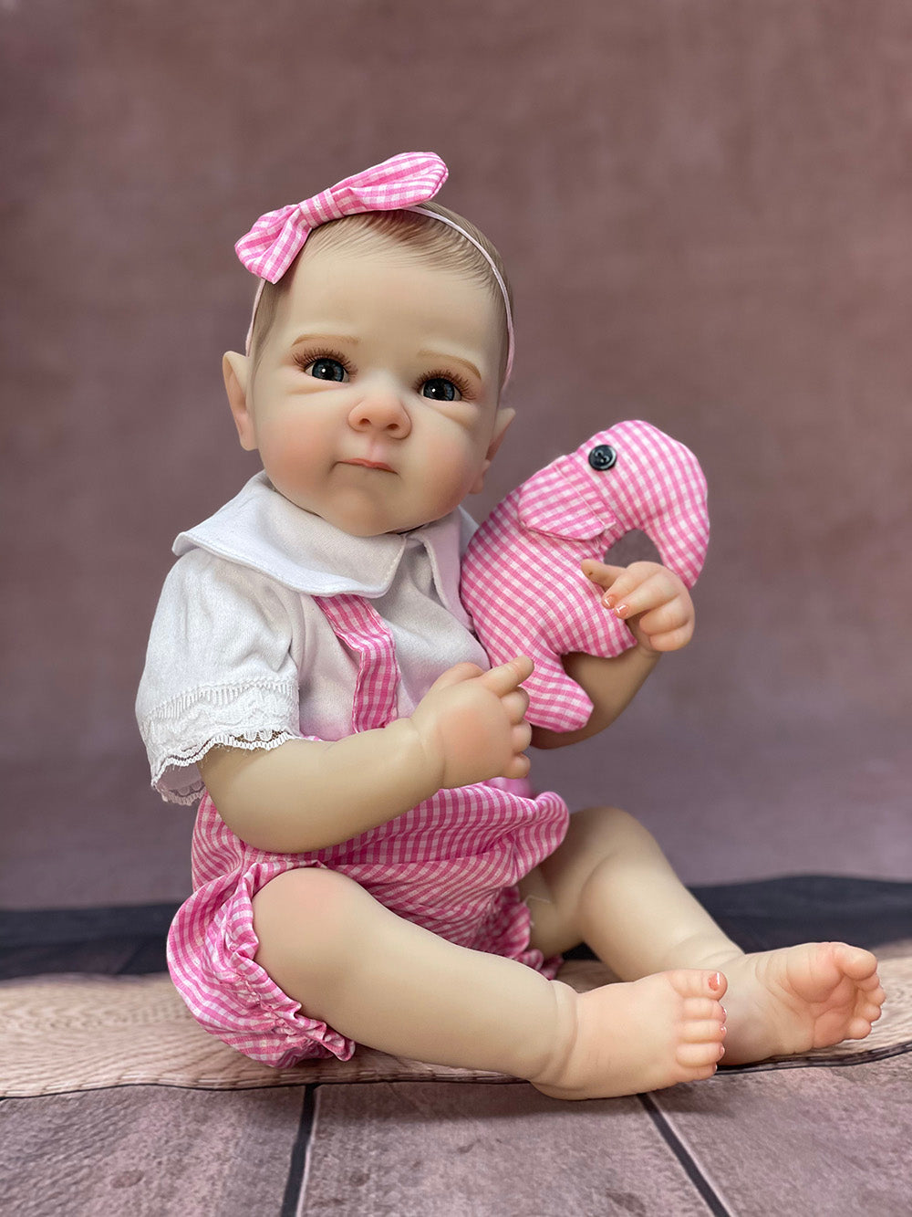 18 Inch Pink Girl Bettie Full Body Vinyl Handmade Reborn Baby With Vivid Painted Hair For Kids' Playing