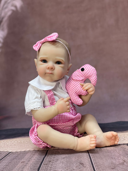 18 Inch Pink Girl Bettie Full Body Vinyl Handmade Reborn Baby With Vivid Painted Hair For Kids' Playing