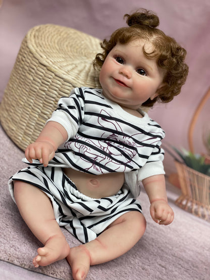 20 Inch Chubby Princess Toddler Full Body Vinyl Waterproof Realistic Skin With Hand Rooted Hair Bebe