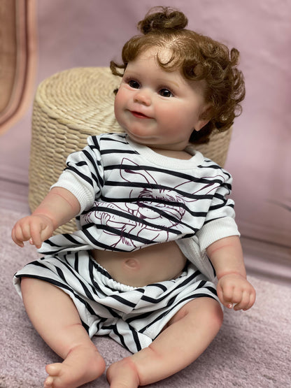 20 Inch Chubby Princess Toddler Full Body Vinyl Waterproof Realistic Skin With Hand Rooted Hair Bebe