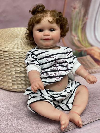 20 Inch Chubby Princess Toddler Full Body Vinyl Waterproof Realistic Skin With Hand Rooted Hair Bebe