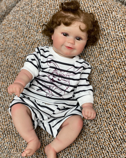 20 Inch Chubby Princess Toddler Full Body Vinyl Waterproof Realistic Skin With Hand Rooted Hair Bebe