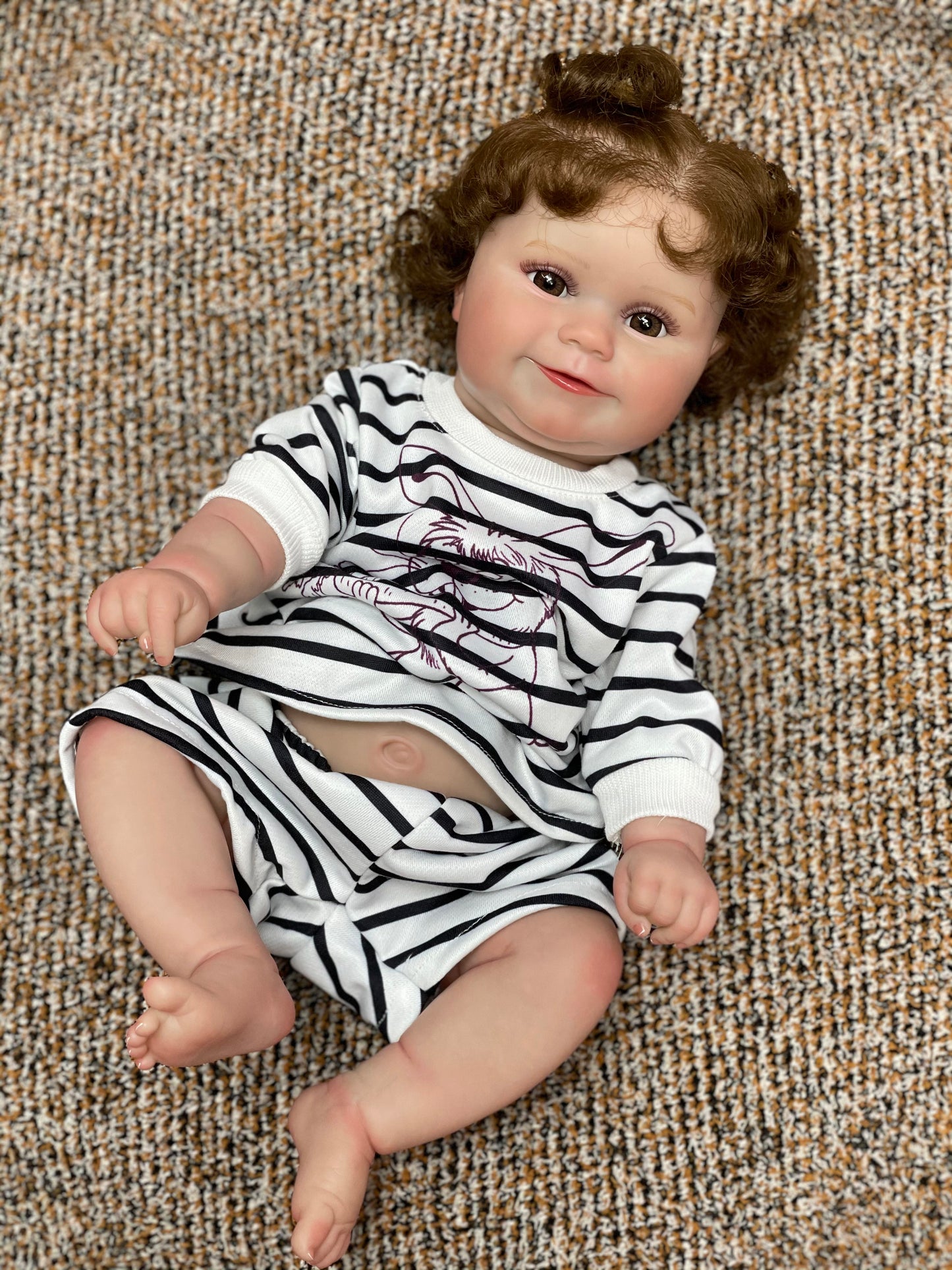 20 Inch Chubby Princess Toddler Full Body Vinyl Waterproof Realistic Skin With Hand Rooted Hair Bebe