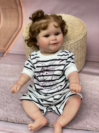 20 Inch Chubby Princess Toddler Full Body Vinyl Waterproof Realistic Skin With Hand Rooted Hair Bebe