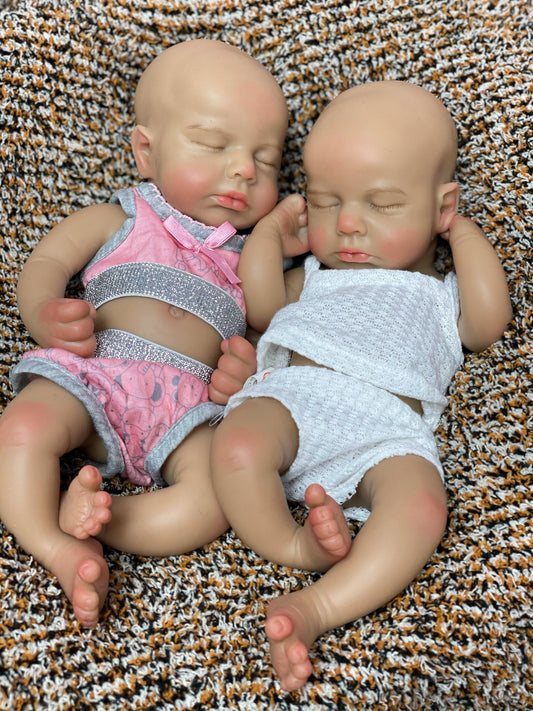 13 Inch Dark Skin Asleep LouLou Full Solid Silicone With Supple Touch Feeling Lifelike Reborn Toy