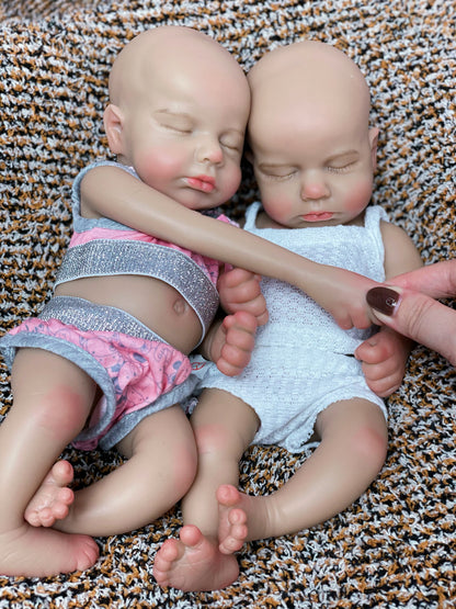 13 Inch Dark Skin Asleep LouLou Full Solid Silicone With Supple Touch Feeling Lifelike Reborn Toy