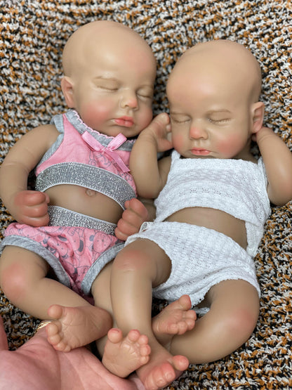 13 Inch Dark Skin Asleep LouLou Full Solid Silicone With Supple Touch Feeling Lifelike Reborn Toy