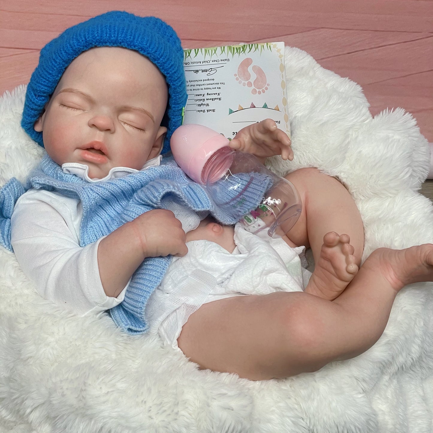 22 Inch Sleeping Reborn Toddler Full Solid Silicone Handmade Lifelike Baby Doll With 3D Skin