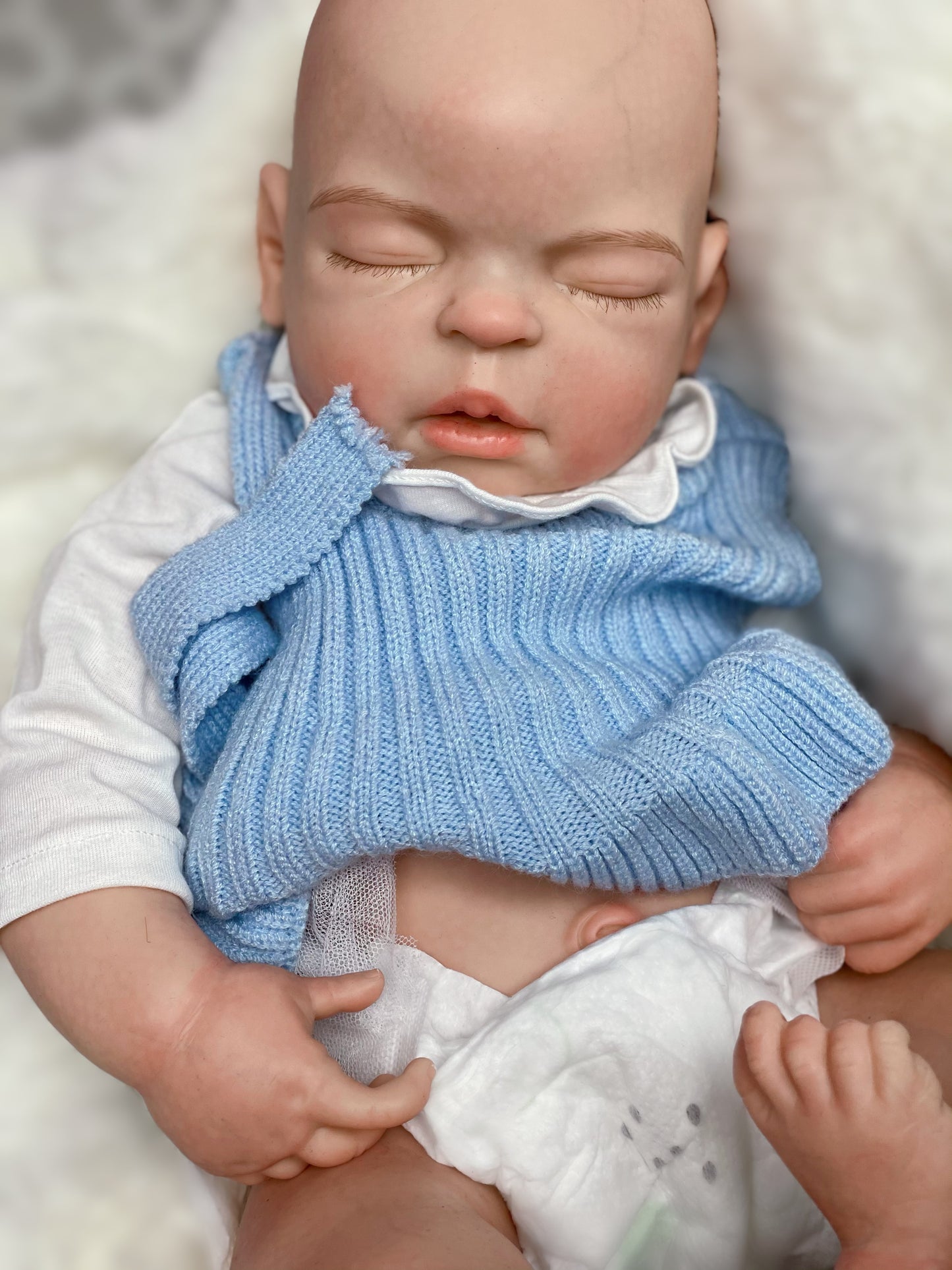 22 Inch Sleeping Reborn Toddler Full Solid Silicone Handmade Lifelike Baby Doll With 3D Skin