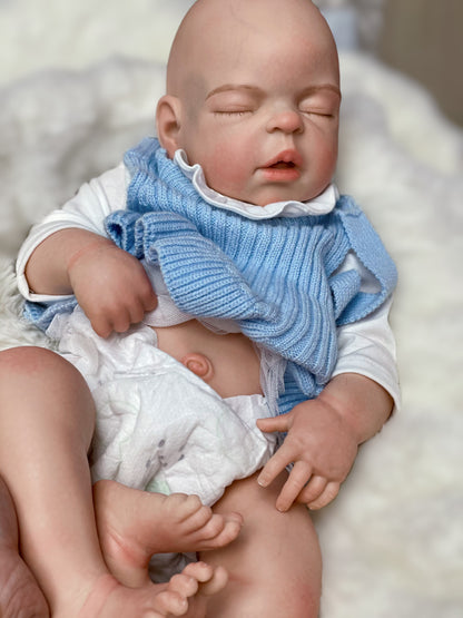 22 Inch Sleeping Reborn Toddler Full Solid Silicone Handmade Lifelike Baby Doll With 3D Skin