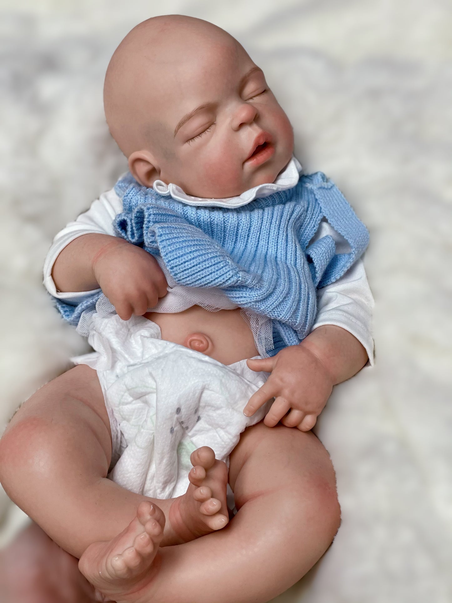 22 Inch Sleeping Reborn Toddler Full Solid Silicone Handmade Lifelike Baby Doll With 3D Skin