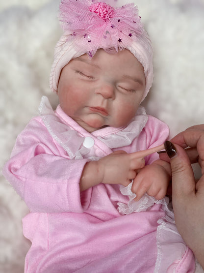 18 Inch Lovely Reborn Girl Peaches Full Silicone Hand-crafted Doll With Detailed Skin Features For Playing