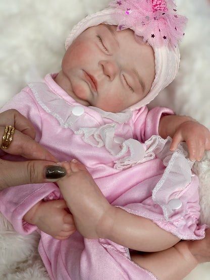 18 Inch Lovely Reborn Girl Peaches Full Silicone Hand-crafted Doll With Detailed Skin Features For Playing