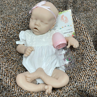 18 Inch Unpainted Sleeping Reborn Baby Full Body Solid Silicone With Gentle Touch Feeling For Children's Gift