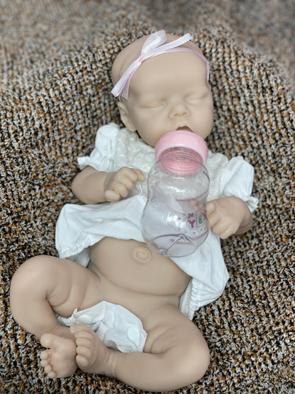 18 Inch Unpainted Sleeping Reborn Baby Full Body Solid Silicone With Gentle Touch Feeling For Children's Gift