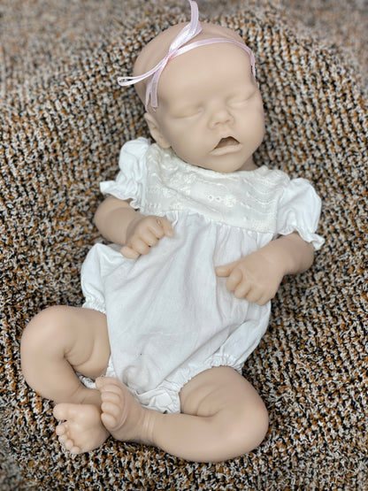 18 Inch Unpainted Sleeping Reborn Baby Full Body Solid Silicone With Gentle Touch Feeling For Children's Gift