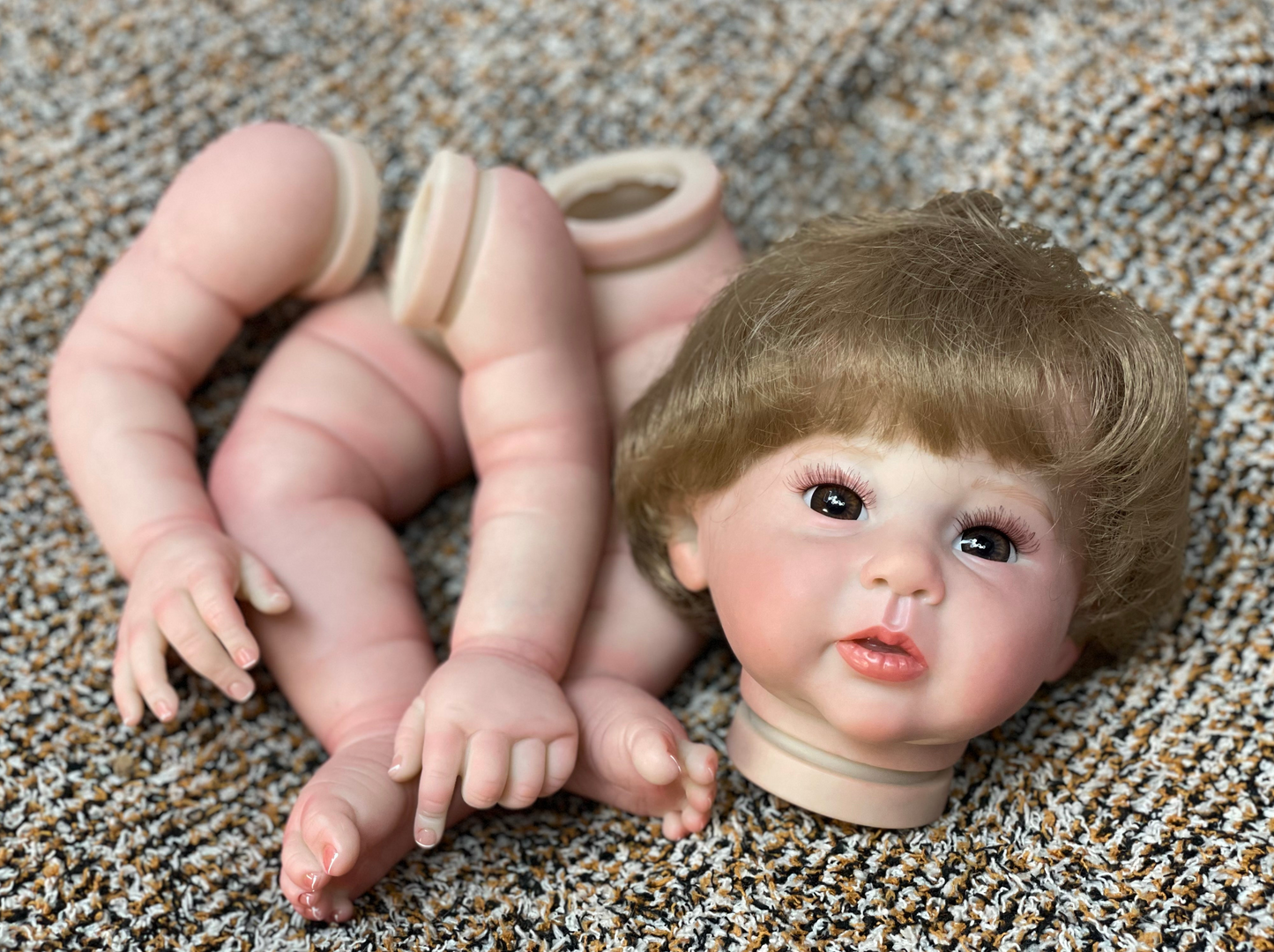 18-20 Inch Reborn Baby Toddler Hand-drawn Unfinished Doll Kits With Hand Rooted High Quality Fiber Hair