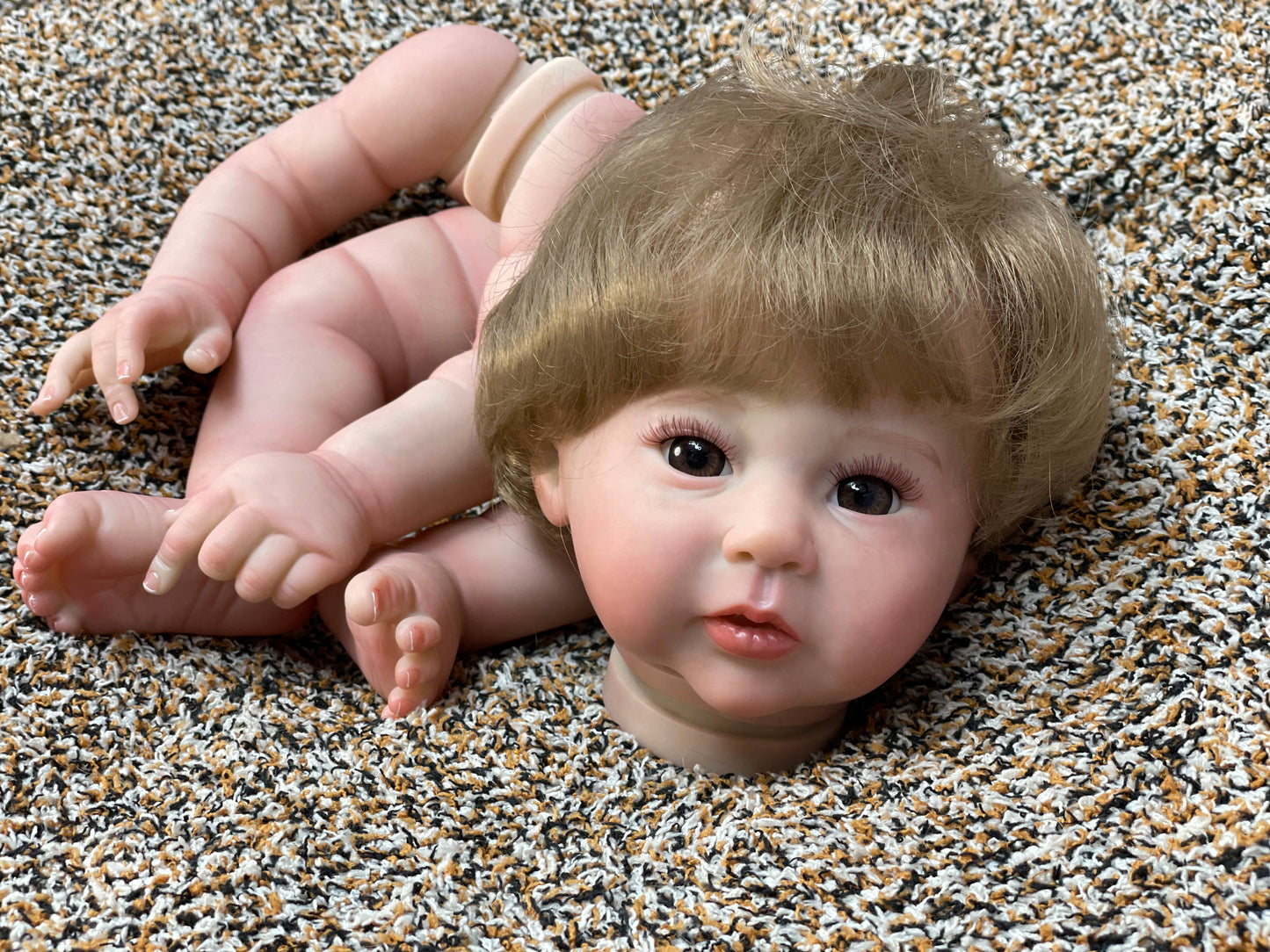 18-20 Inch Reborn Baby Toddler Hand-drawn Unfinished Doll Kits With Hand Rooted High Quality Fiber Hair