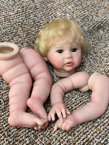 18-20 Inch Reborn Baby Toddler Hand-drawn Unfinished Doll Kits With Hand Rooted High Quality Fiber Hair