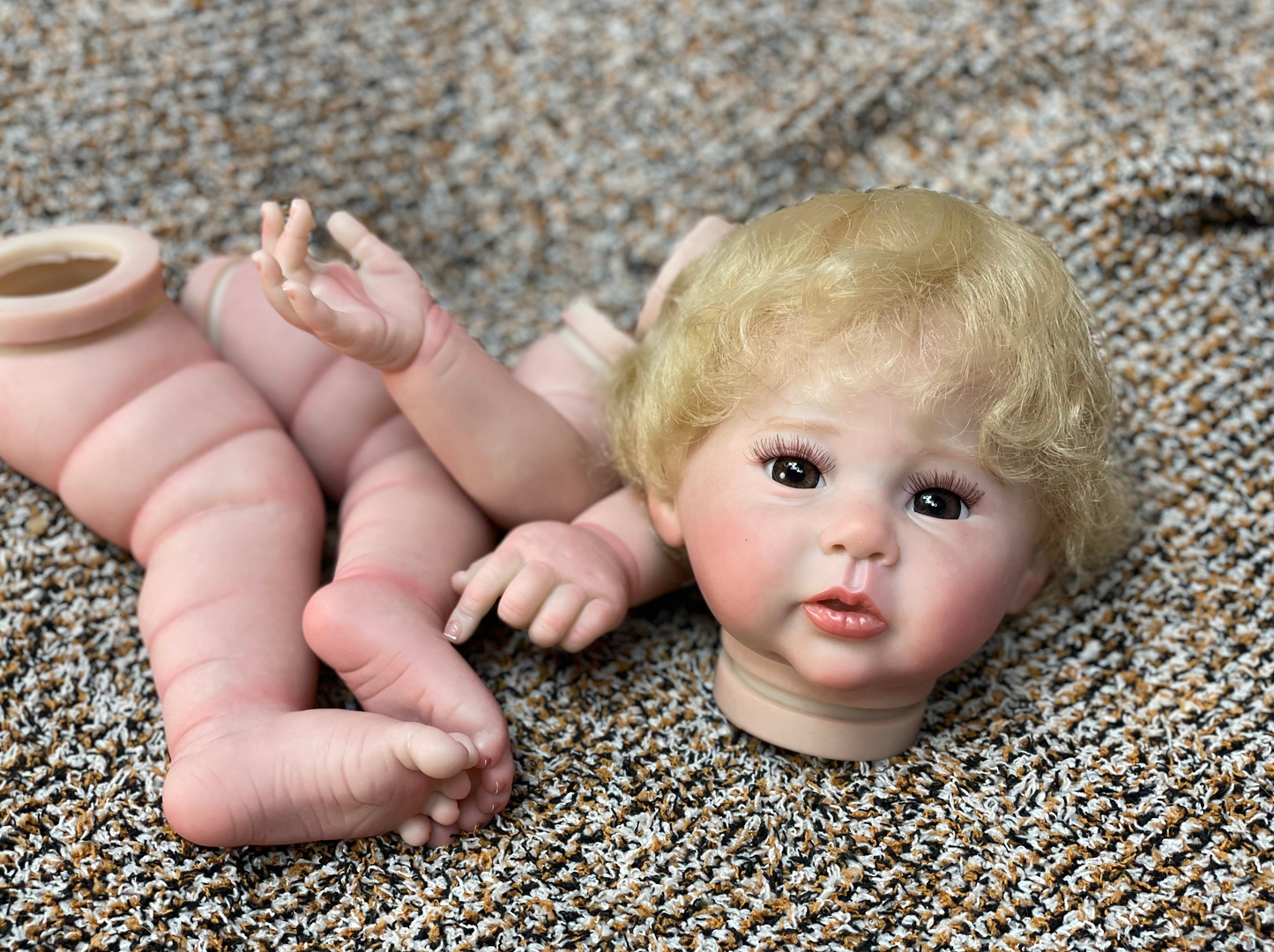 18-20 Inch Reborn Baby Toddler Hand-drawn Unfinished Doll Kits With Hand Rooted High Quality Fiber Hair