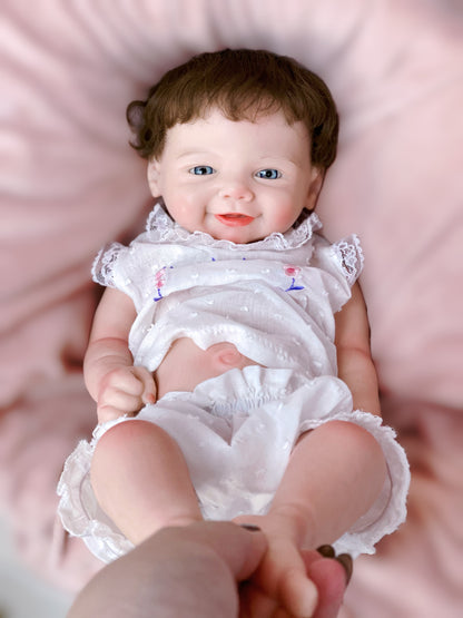 18 Inch Smiling Baby Toddler Vivienne Full Silicone Waterproof Toy Handmade Doll With Realistic Rooted Hair