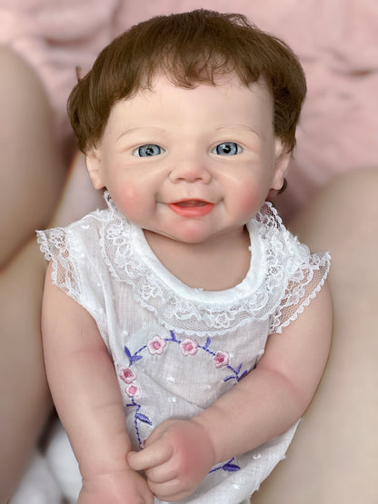 18 Inch Smiling Baby Toddler Vivienne Full Silicone Waterproof Toy Handmade Doll With Realistic Rooted Hair