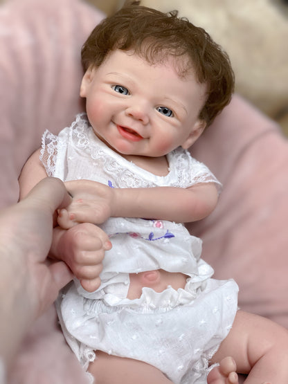 18 Inch Smiling Baby Toddler Vivienne Full Silicone Waterproof Toy Handmade Doll With Realistic Rooted Hair