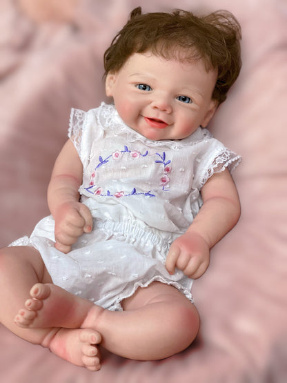 18 Inch Smiling Baby Toddler Vivienne Full Silicone Waterproof Toy Handmade Doll With Realistic Rooted Hair