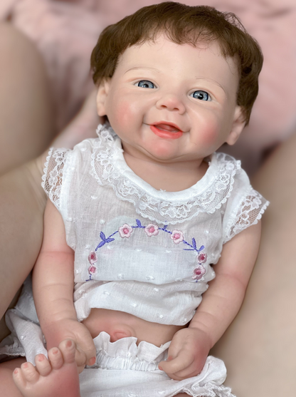 18 Inch Smiling Baby Toddler Vivienne Full Silicone Waterproof Toy Handmade Doll With Realistic Rooted Hair