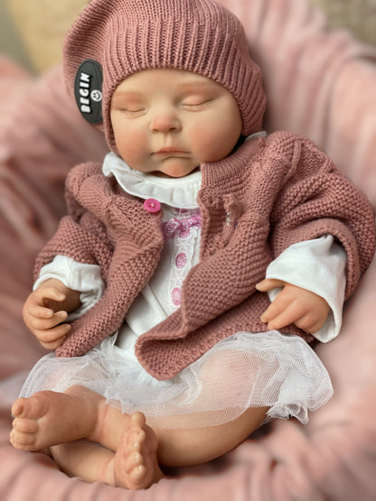 18 Inch Lovely Reborn Baby Dolls Full Body Silicone With Soft Touch Feeling Hand-painted Facial Details For Collecting And Playing