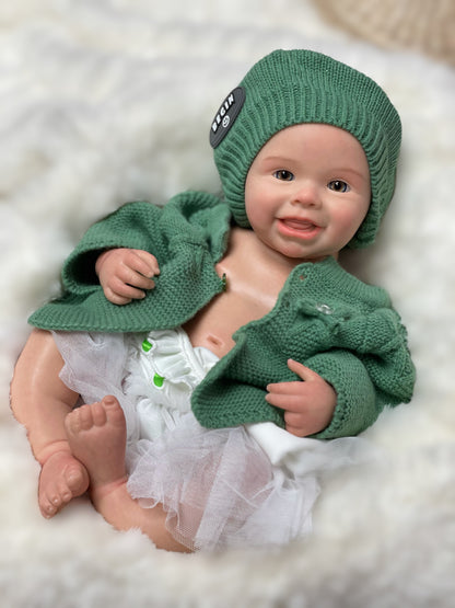 18 Inch Lovely Reborn Baby Dolls Full Body Silicone With Soft Touch Feeling Hand-painted Facial Details For Collecting And Playing