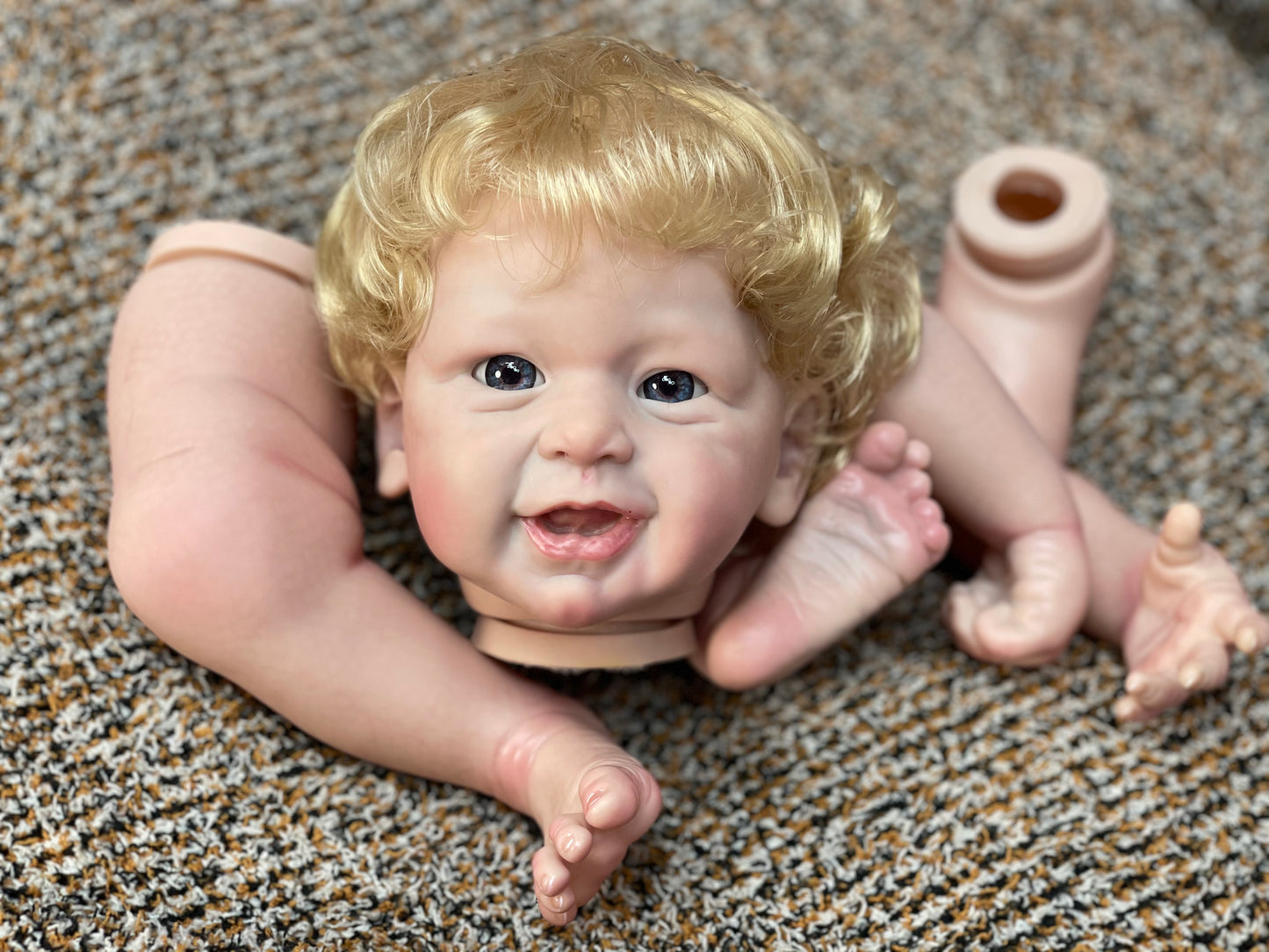 18-20 Inch Reborn Baby Doll Unassembled Parts Hand-crafted Skin Details With Realistic Rooted Hair For Festival Gifts