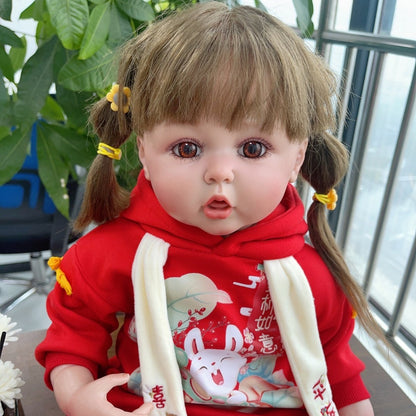 24 Inch Lovely Bebe Girl Erin Hand-painted Reborn Toddler With Rooted High Quality Fiber Hair For Children's Gift