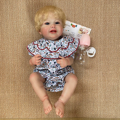 Smiling Reborn Bebe Kodi Full Body Vinyl Hand-detailed 3D Skin Texture With Visible Veins For Families' Gift