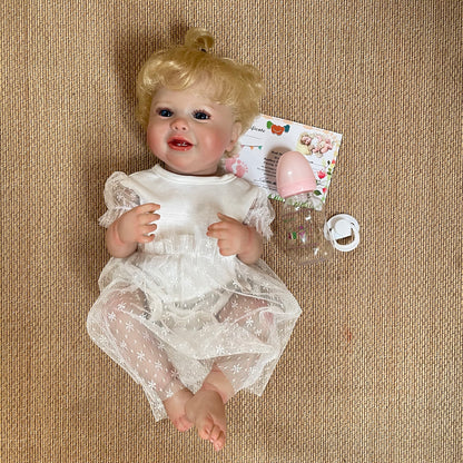 Smiling Reborn Bebe Kodi Full Body Vinyl Hand-detailed 3D Skin Texture With Visible Veins For Families' Gift