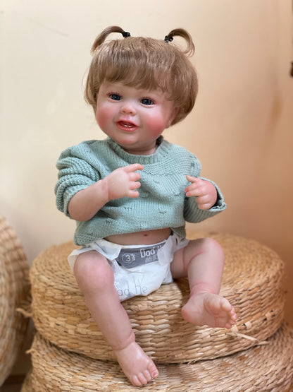 Smiling Reborn Bebe Kodi Full Body Vinyl Hand-detailed 3D Skin Texture With Visible Veins For Families' Gift