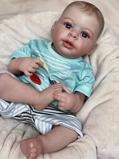 18-20 Inch Lovely Reborn Toddler Bebe Whole Body Vinyl Hand-crafted Lifelike Doll For Anti-stress