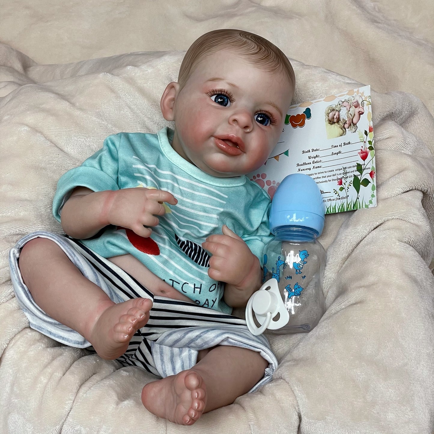 18-20 Inch Lovely Reborn Toddler Bebe Whole Body Vinyl Hand-crafted Lifelike Doll For Anti-stress