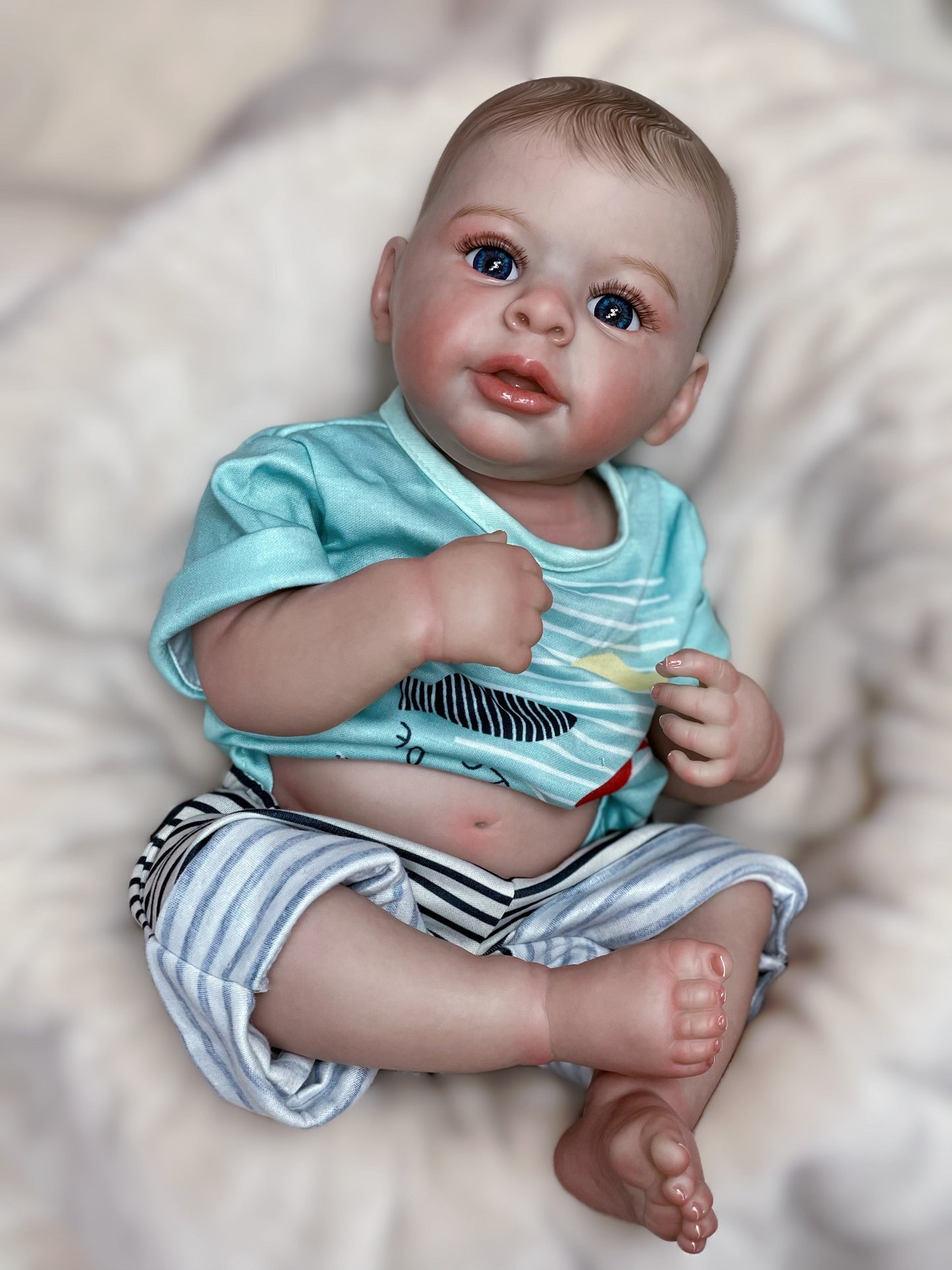 18-20 Inch Lovely Reborn Toddler Bebe Whole Body Vinyl Hand-crafted Lifelike Doll For Anti-stress