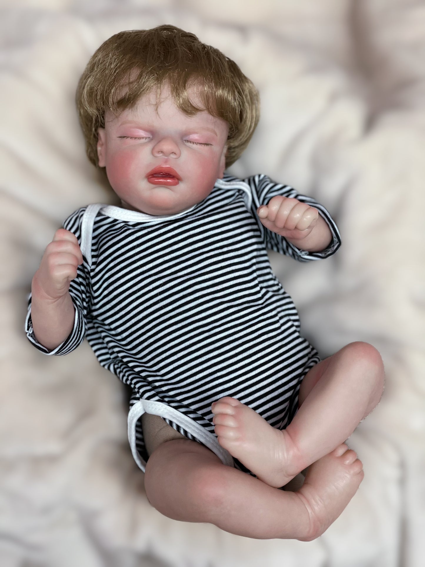 17 Inch Adorable Baby Doll Handmade Authentic Reborn Toddler With High Quality Hand-rooted Fiber Hair For Playing And Accompanying