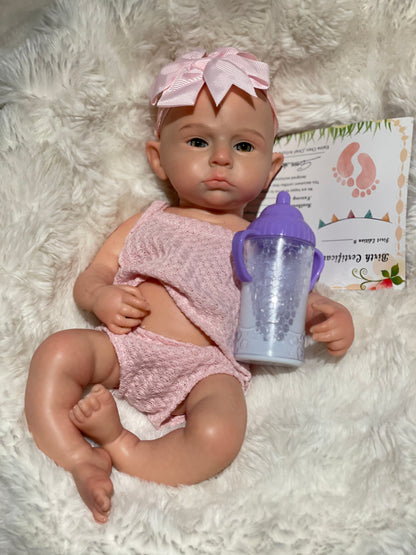 13 Inch Little Darling Bebe Doll Full Silicone Reborn Baby Hand-crafted Texture With 3D Skin For Accompanying