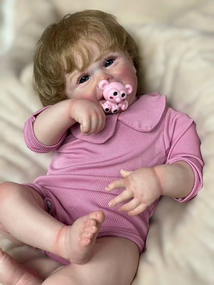 20 Inch Smiling Reborn Baby Doll Authentic Skin Texture Bebe With Hand Rooted Fiber Hair Doll For Collecting