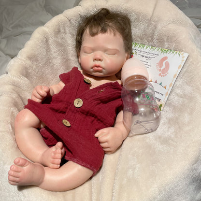 16 Inch Sleeping Lovely Reborn Toddler Whole Waterproof Silicone Baby Hand-painted Design With Superior Quality Rooted Hair Doll