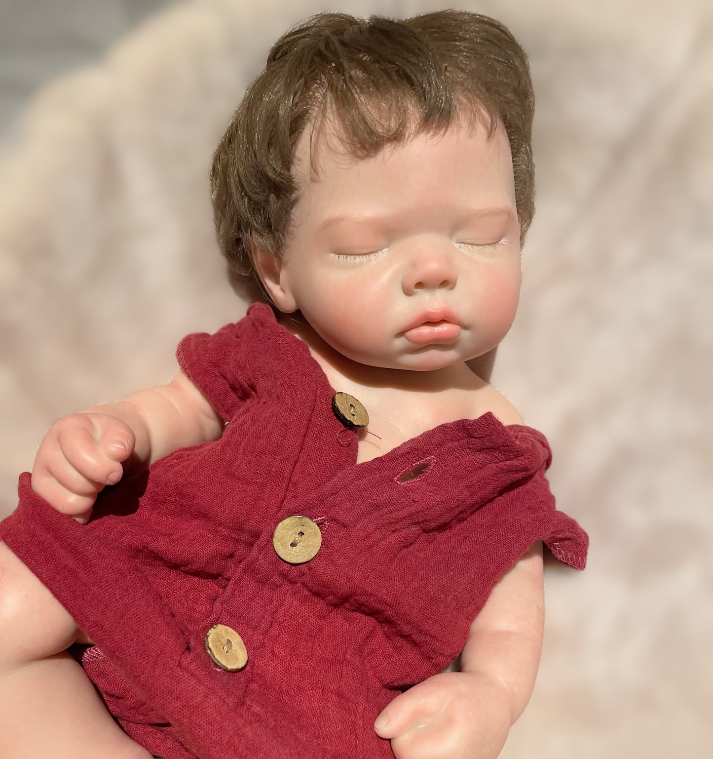 16 Inch Sleeping Lovely Reborn Toddler Whole Waterproof Silicone Baby Hand-painted Design With Superior Quality Rooted Hair Doll