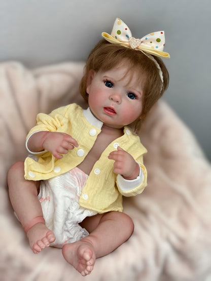 18 Inch Sweet Baby Girl Full Vinyl Baby With Beautiful Outfits Handmade Reborn Toddler With Rooted Fiber Hair