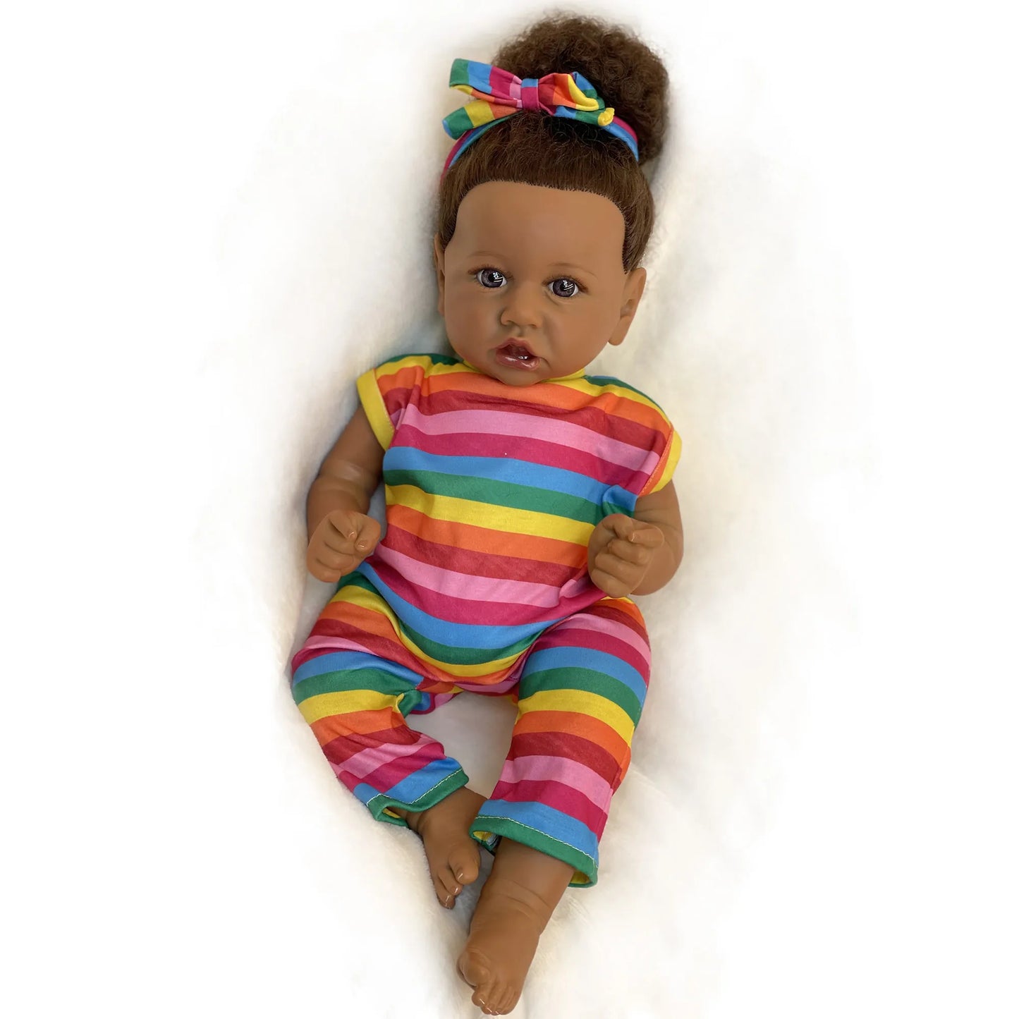 50cm African Saskia Bebe Reborn With Rooted Hair Handmade Soft Touch Feeling With 3D Painted Skin Lifelike Real Newborn Doll