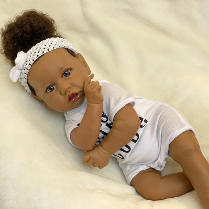 20inch African Skin Reborn Baby Dolls Cute Bebe Realistic Reborn Baby Doll Real Soft Touch For Kids Birthday Gift