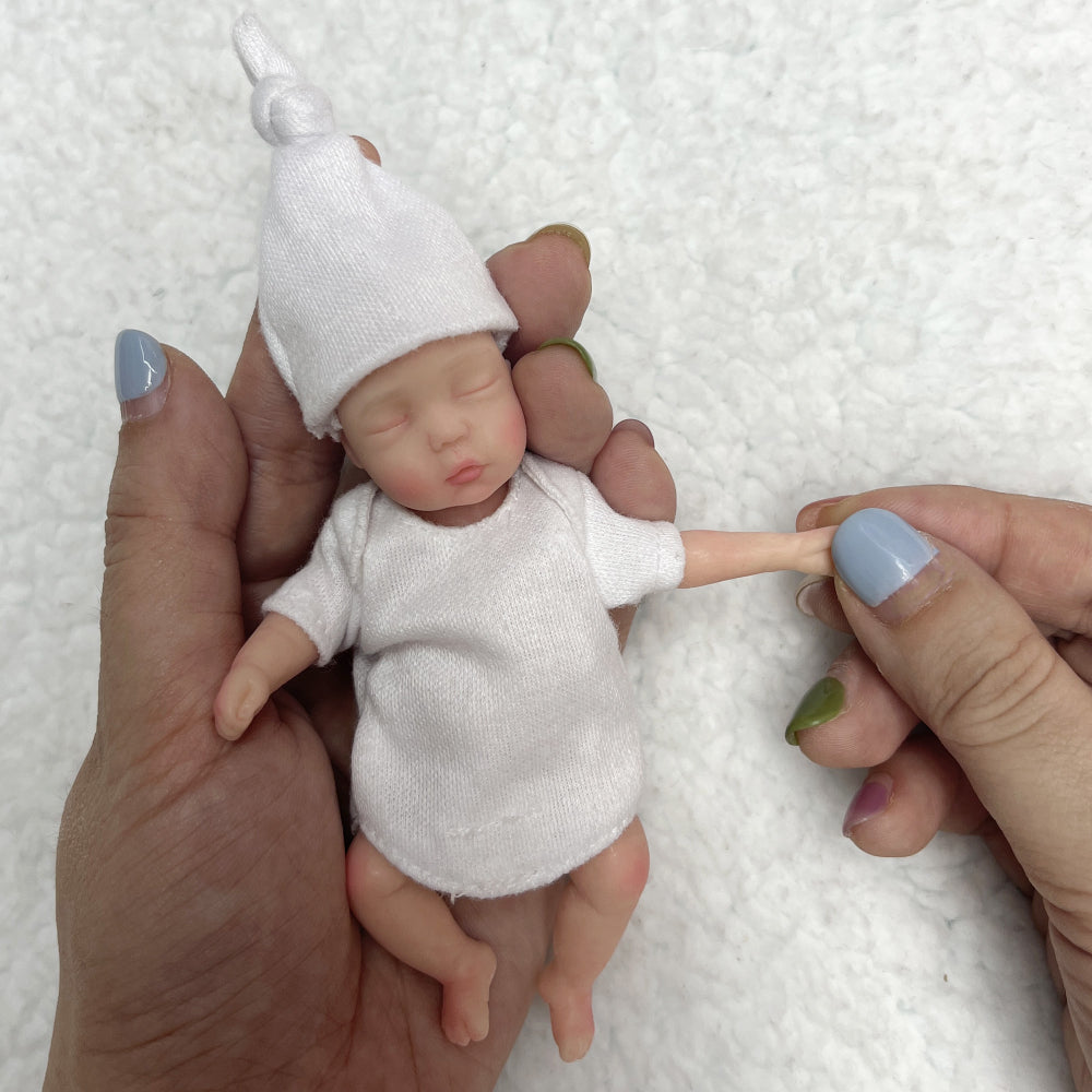 10cm Mini Palm Soft Full Solid Silicone Bebe Reborn Girl Handmade Realistic Reborn Dolls Lifelike - Reborn With Love Baby Dolls Store