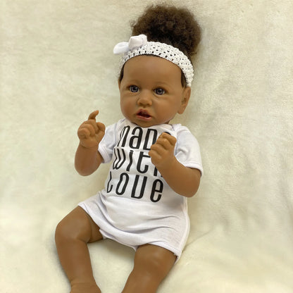 20inch African Skin Reborn Baby Dolls Cute Bebe Realistic Reborn Baby Doll Real Soft Touch For Kids Birthday Gift