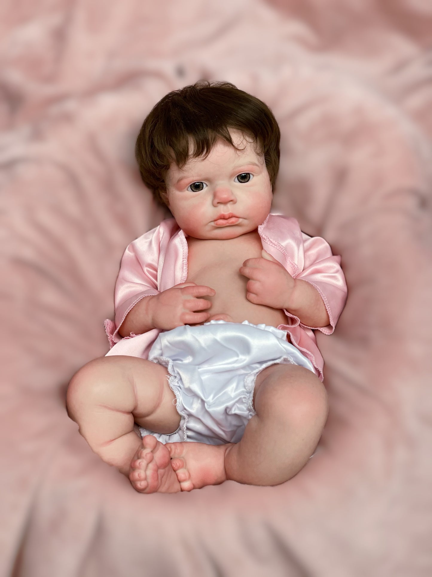 18 Inch Attractive Reborn Doll LouLou Full Solid Silicone Baby Hand-detailed Skin With Realistic Rooted Hair